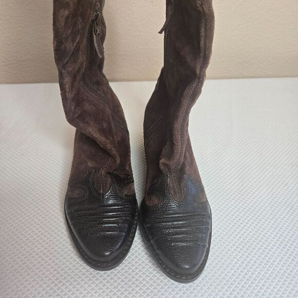 Franco Sarto Brown Suede Leather Western Boots Womens Size 5.5 - Picture 3 of 10